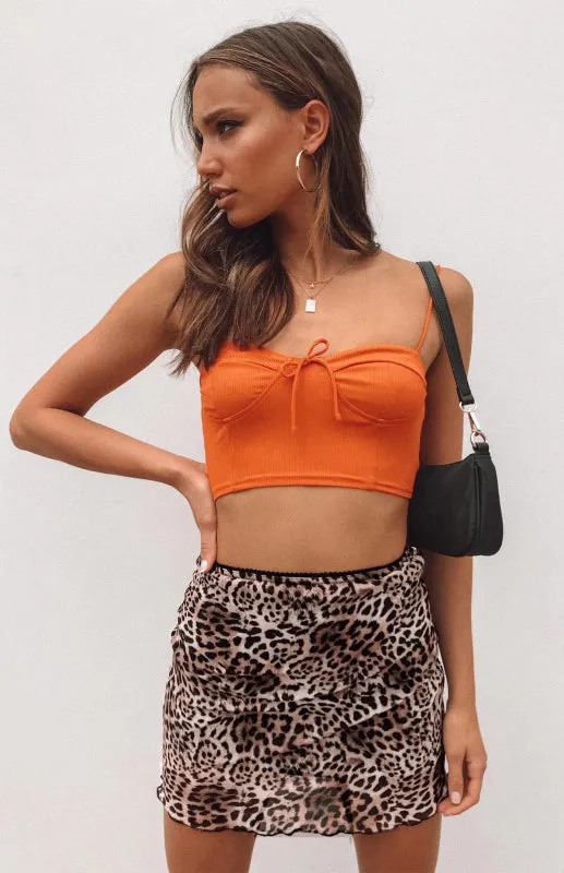 Blue Zone Planet |  Ava's Printed Mesh High-Waist Double-Layer Slim-Fit Mini Skirt