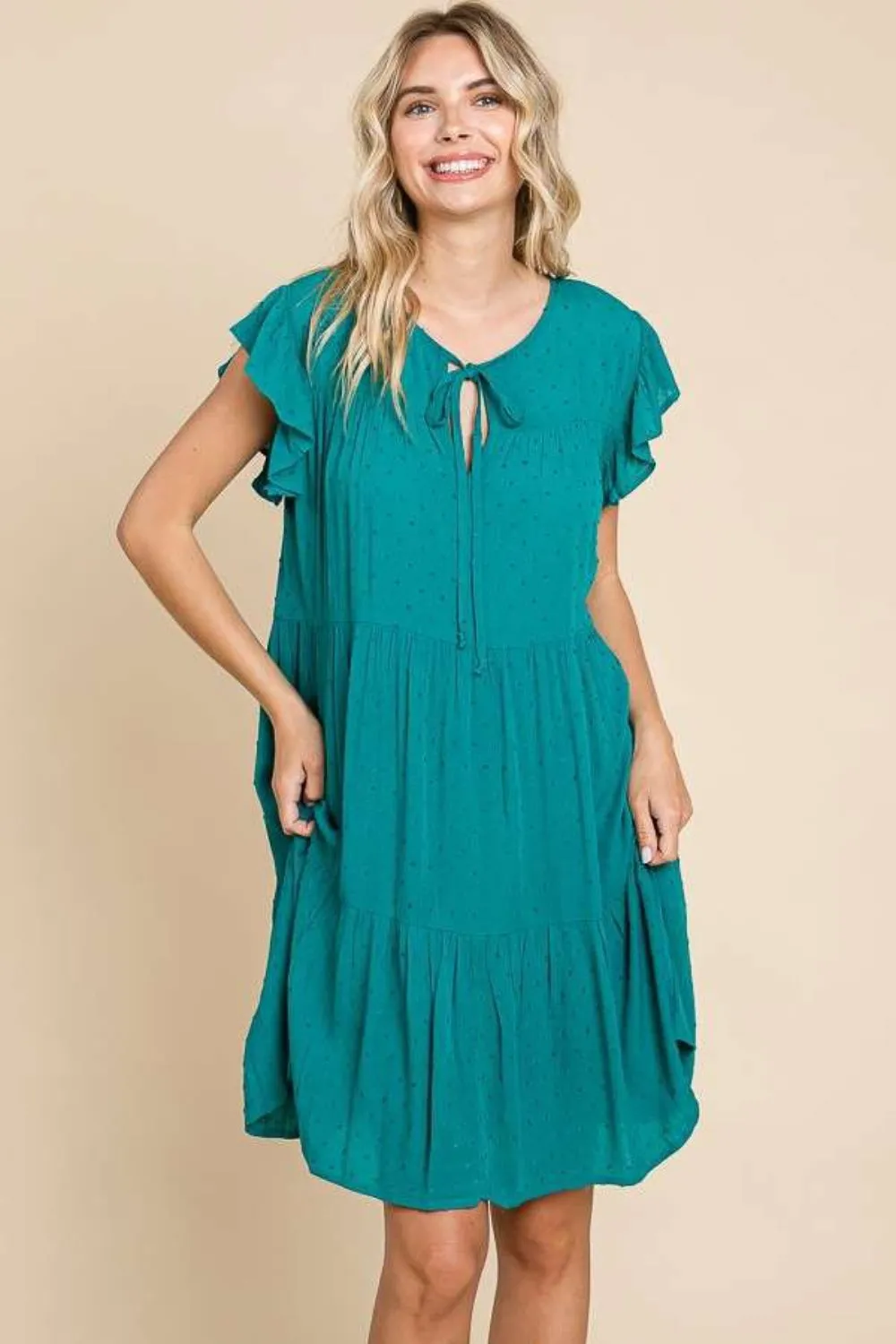 Blue Zone Planet |  Culture Code Ruffle Cap Sleeve Tiered Dress