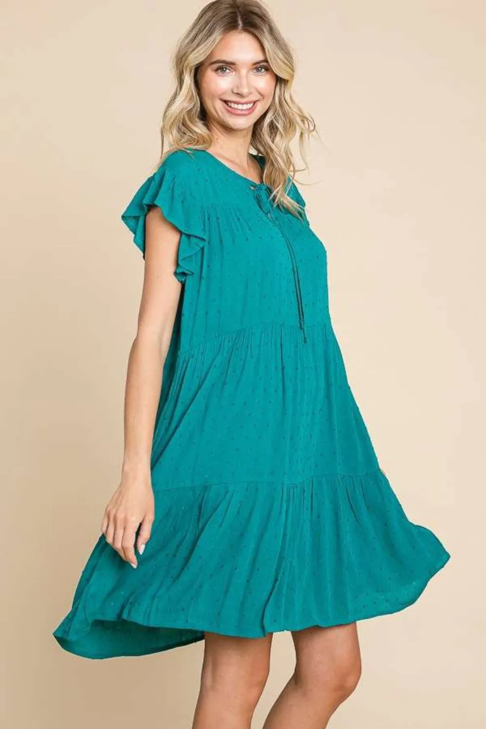 Blue Zone Planet |  Culture Code Ruffle Cap Sleeve Tiered Dress