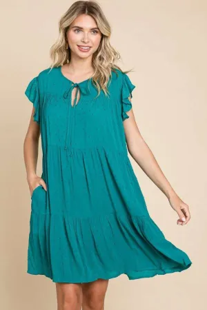 Blue Zone Planet |  Culture Code Ruffle Cap Sleeve Tiered Dress
