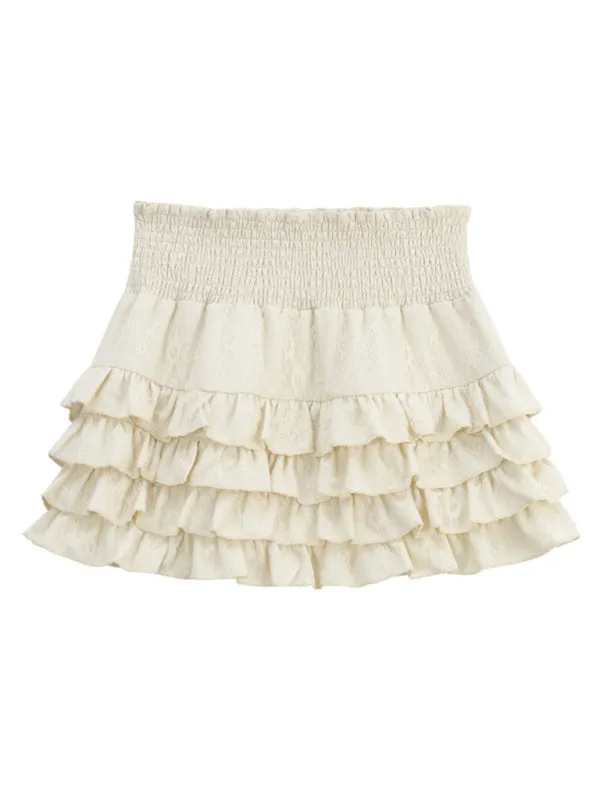 Blue Zone Planet |  Lace puffy cake skirt high waist skirt