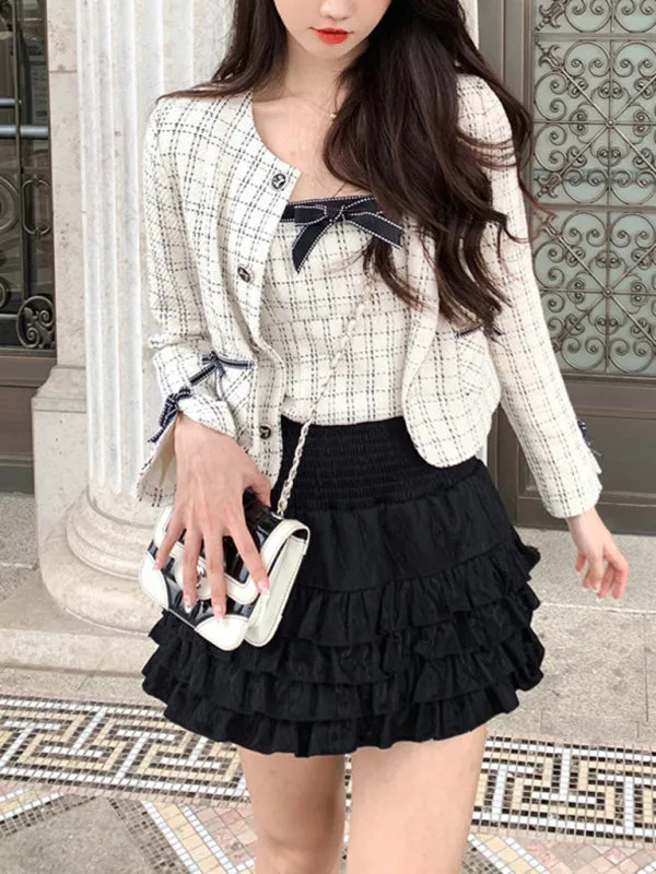 Blue Zone Planet |  Lace puffy cake skirt high waist skirt