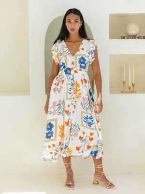 Blue Zone Planet |  Nina's Floral Print Single Breasted Dress