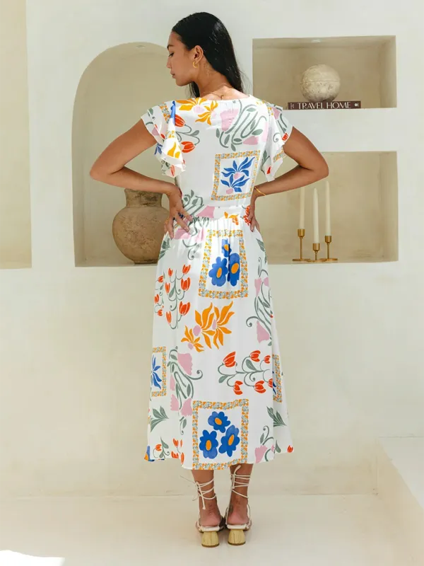 Blue Zone Planet |  Nina's Floral Print Single Breasted Dress