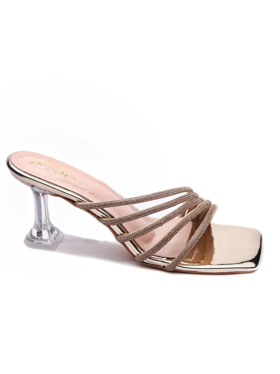 Brauch Gold Rhinestone Multi-straps heel