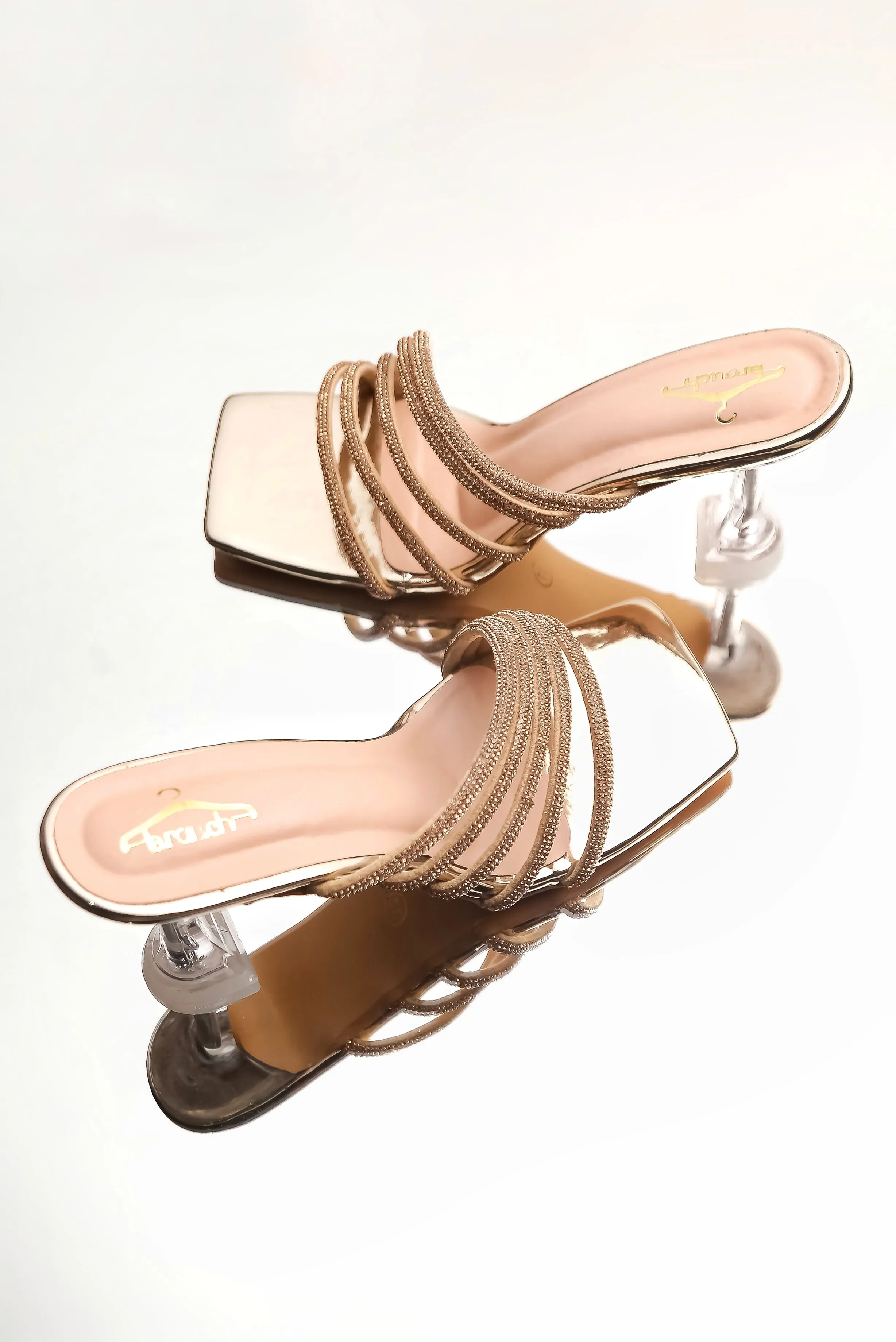 Brauch Gold Rhinestone Multi-straps heel