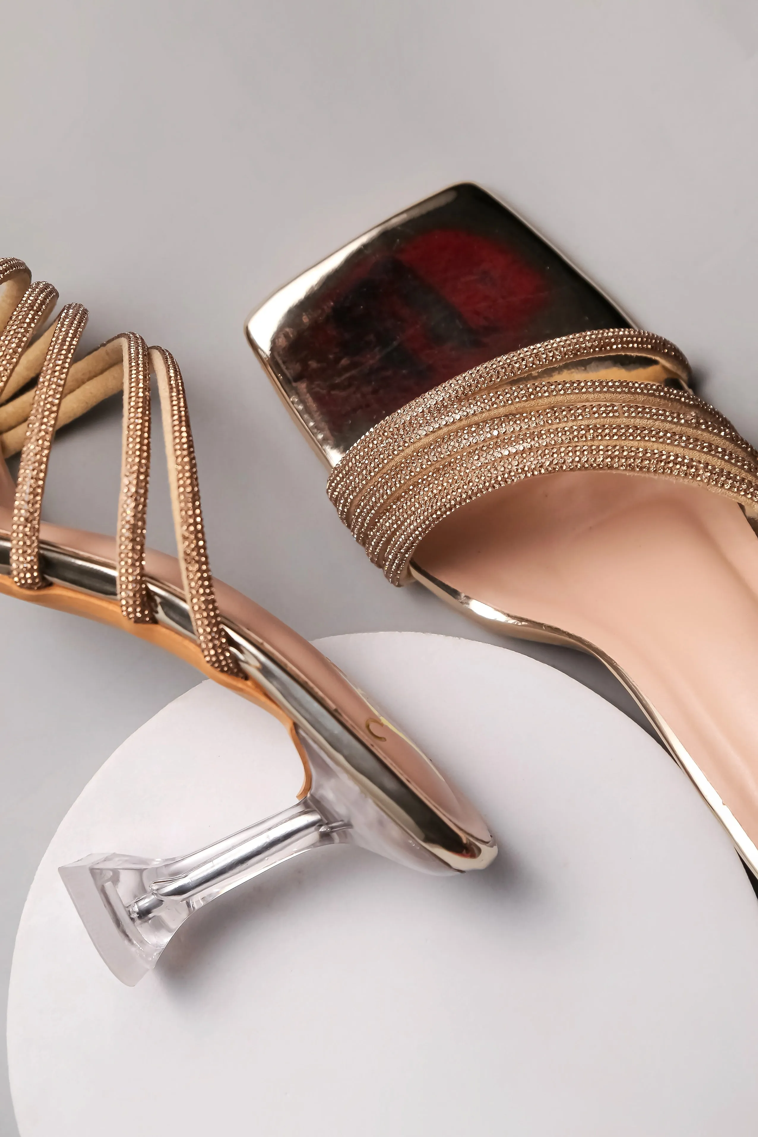 Brauch Gold Rhinestone Multi-straps heel