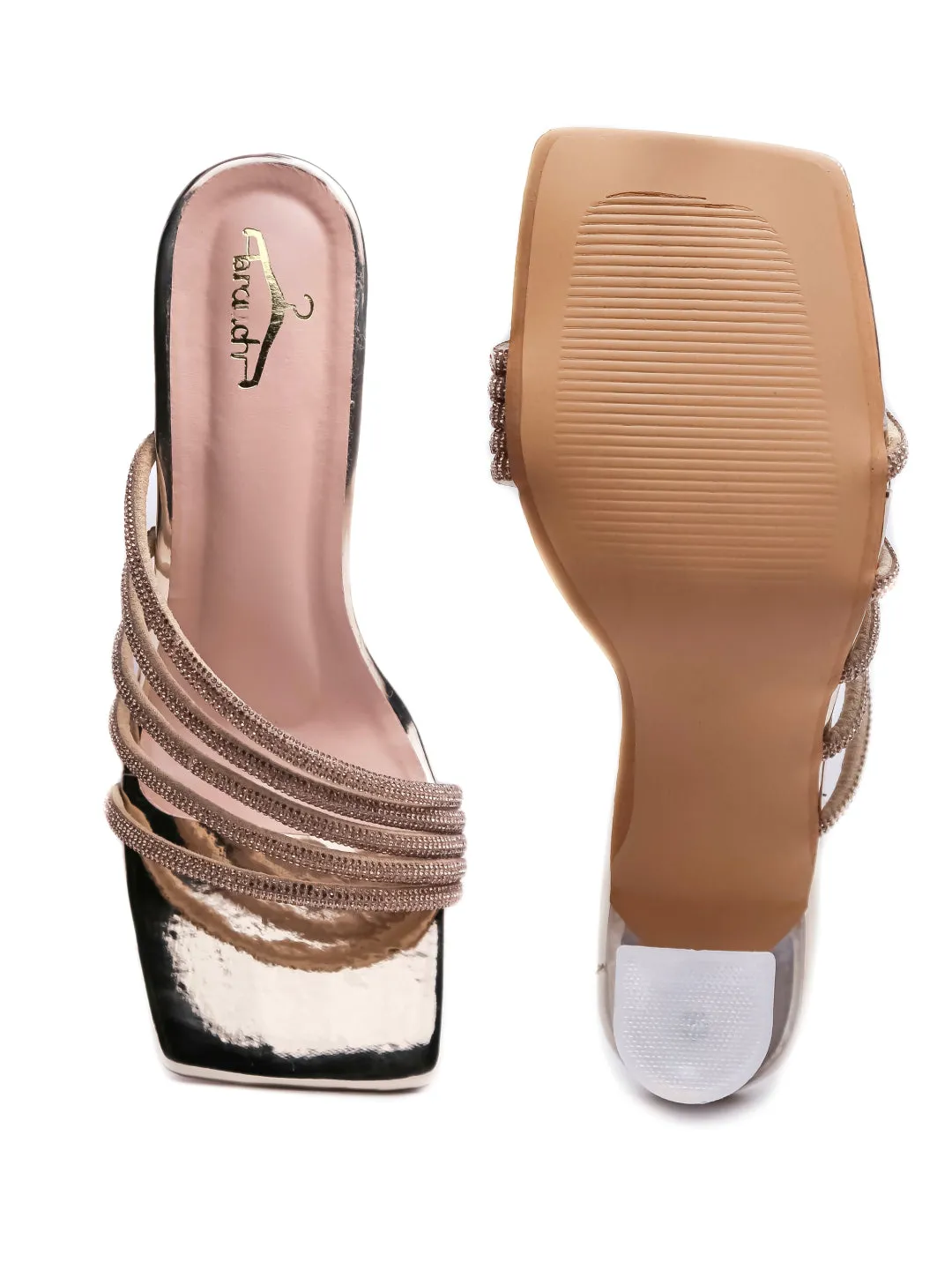 Brauch Gold Rhinestone Multi-straps heel