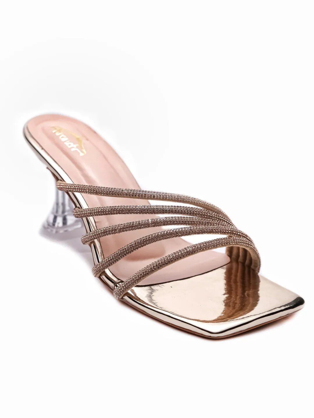 Brauch Gold Rhinestone Multi-straps heel