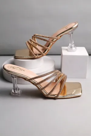Brauch Gold Rhinestone Multi-straps heel