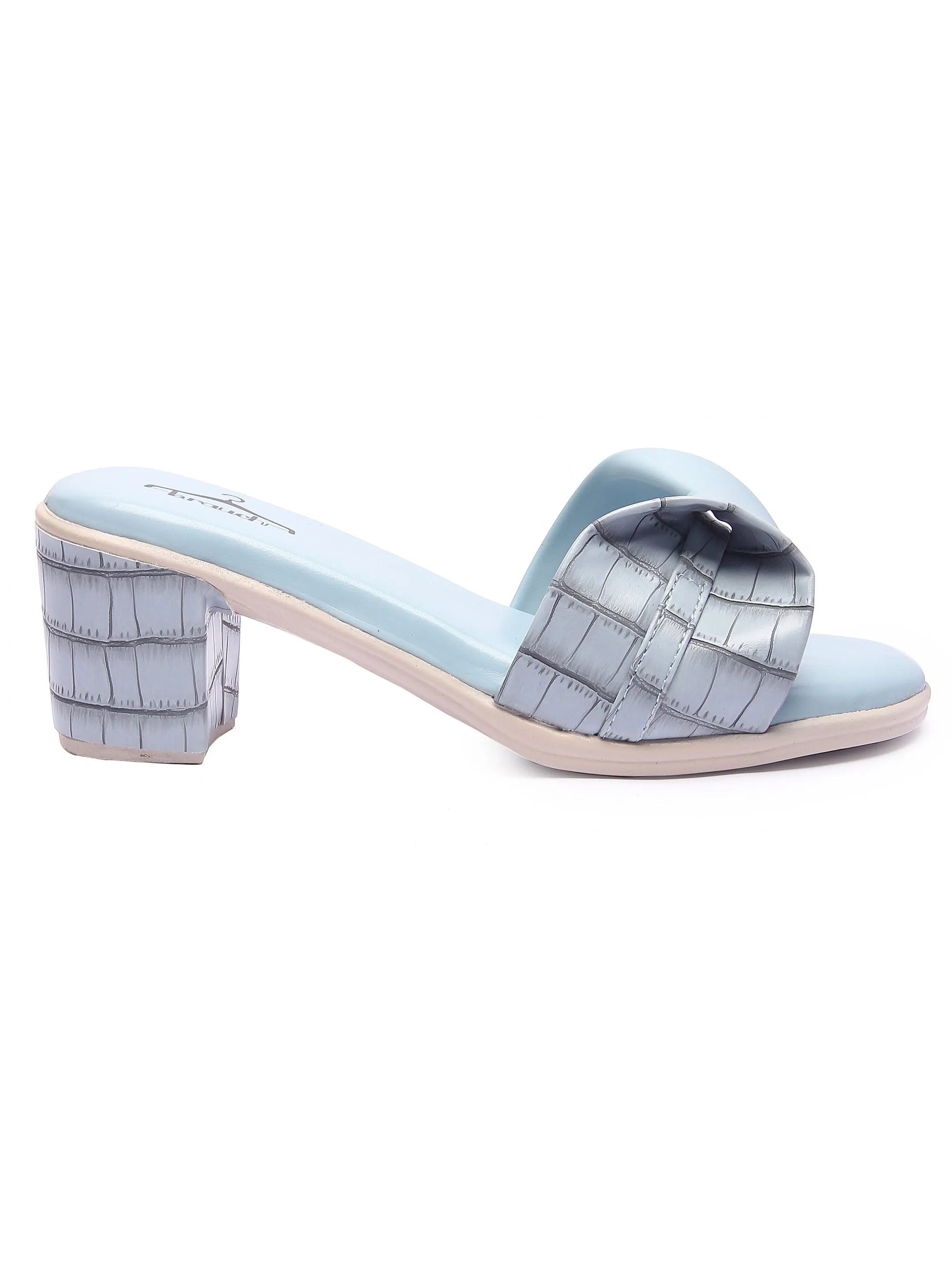 Brauch Sky Blue Stylish Bow Block Heel