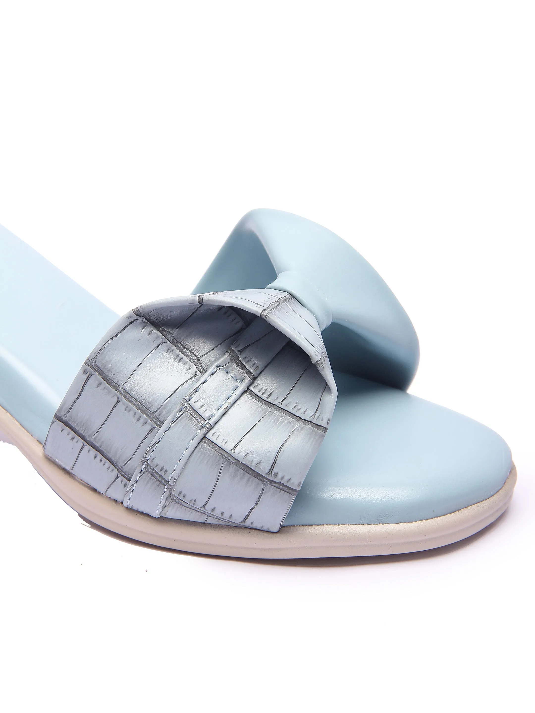 Brauch Sky Blue Stylish Bow Block Heel
