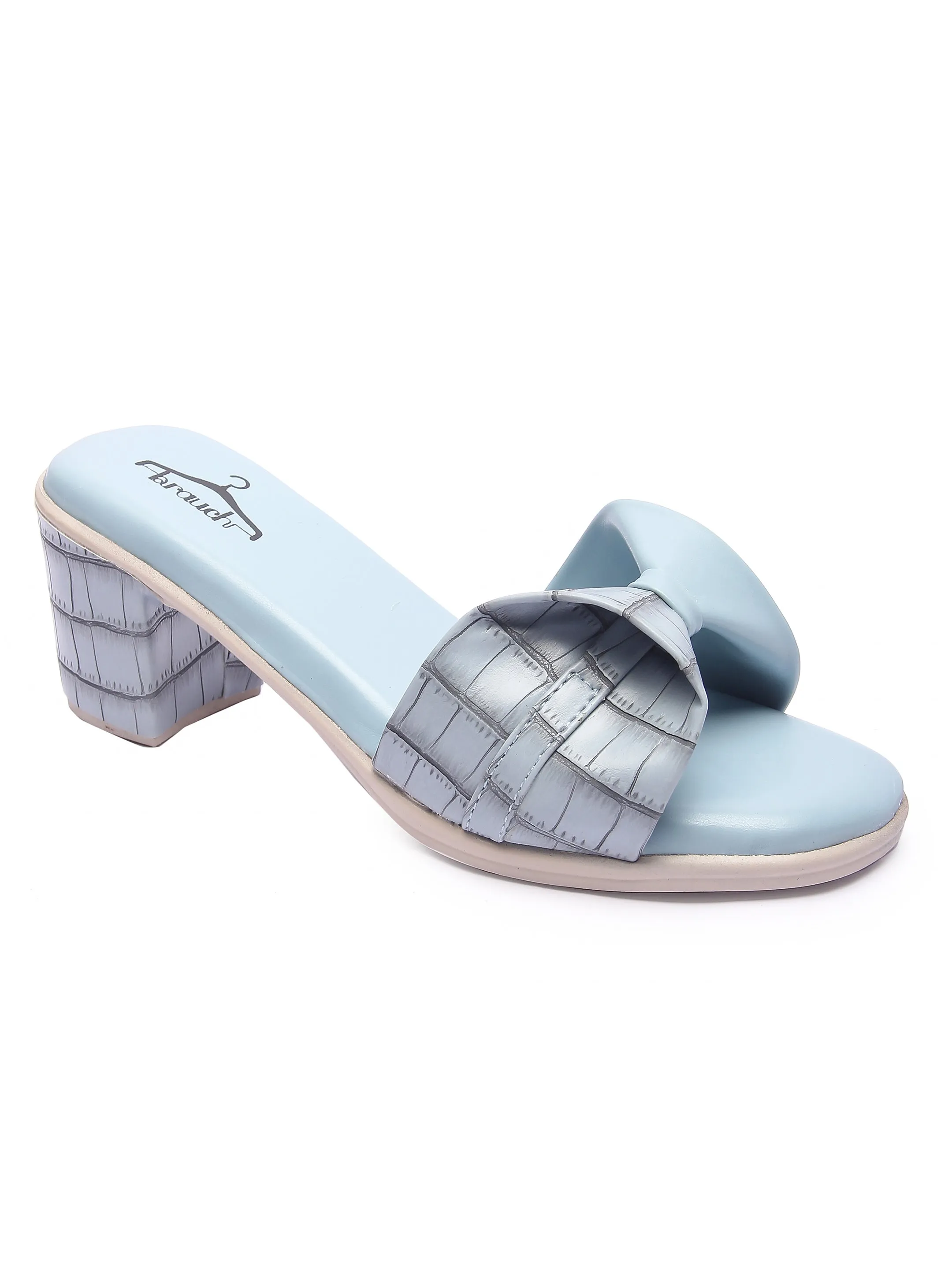 Brauch Sky Blue Stylish Bow Block Heel