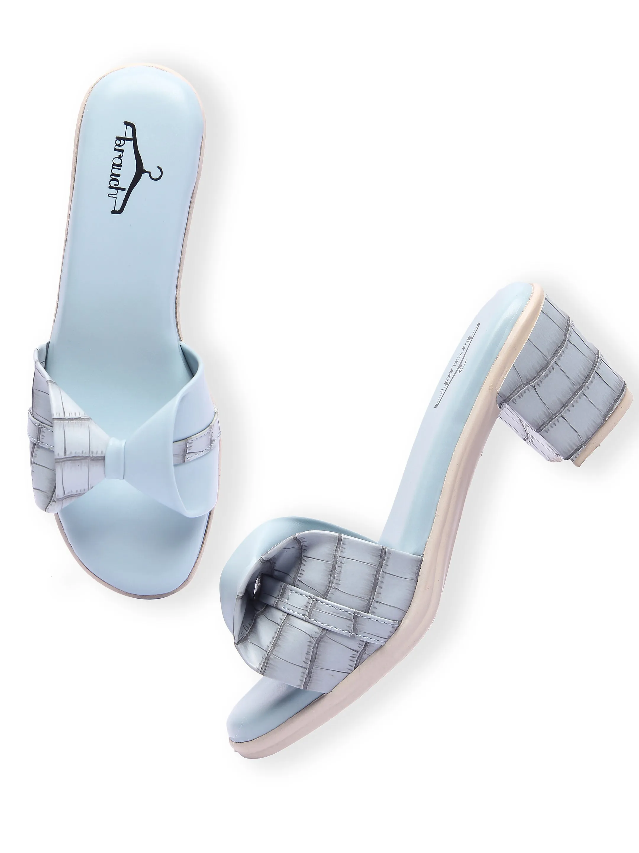 Brauch Sky Blue Stylish Bow Block Heel