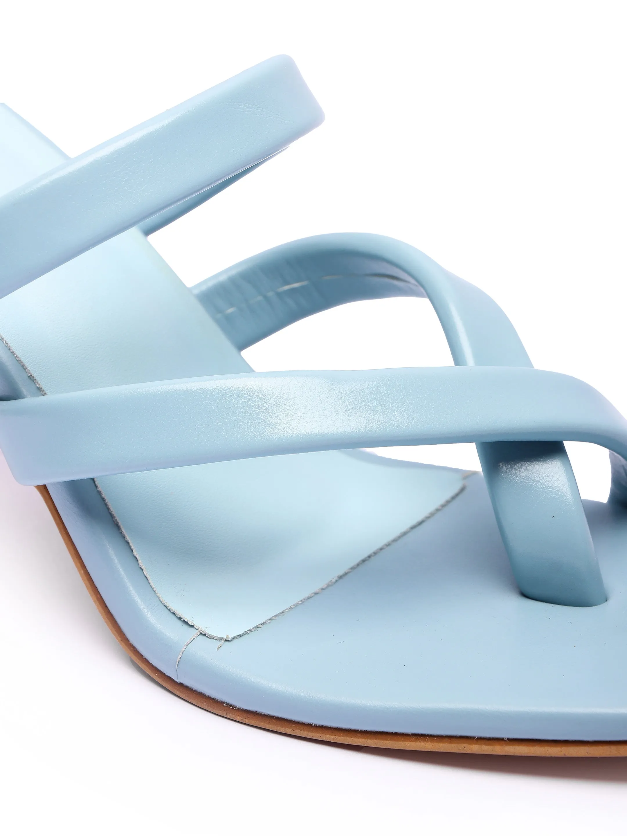 Brauch Women's Blue Multistrap Spool Heel