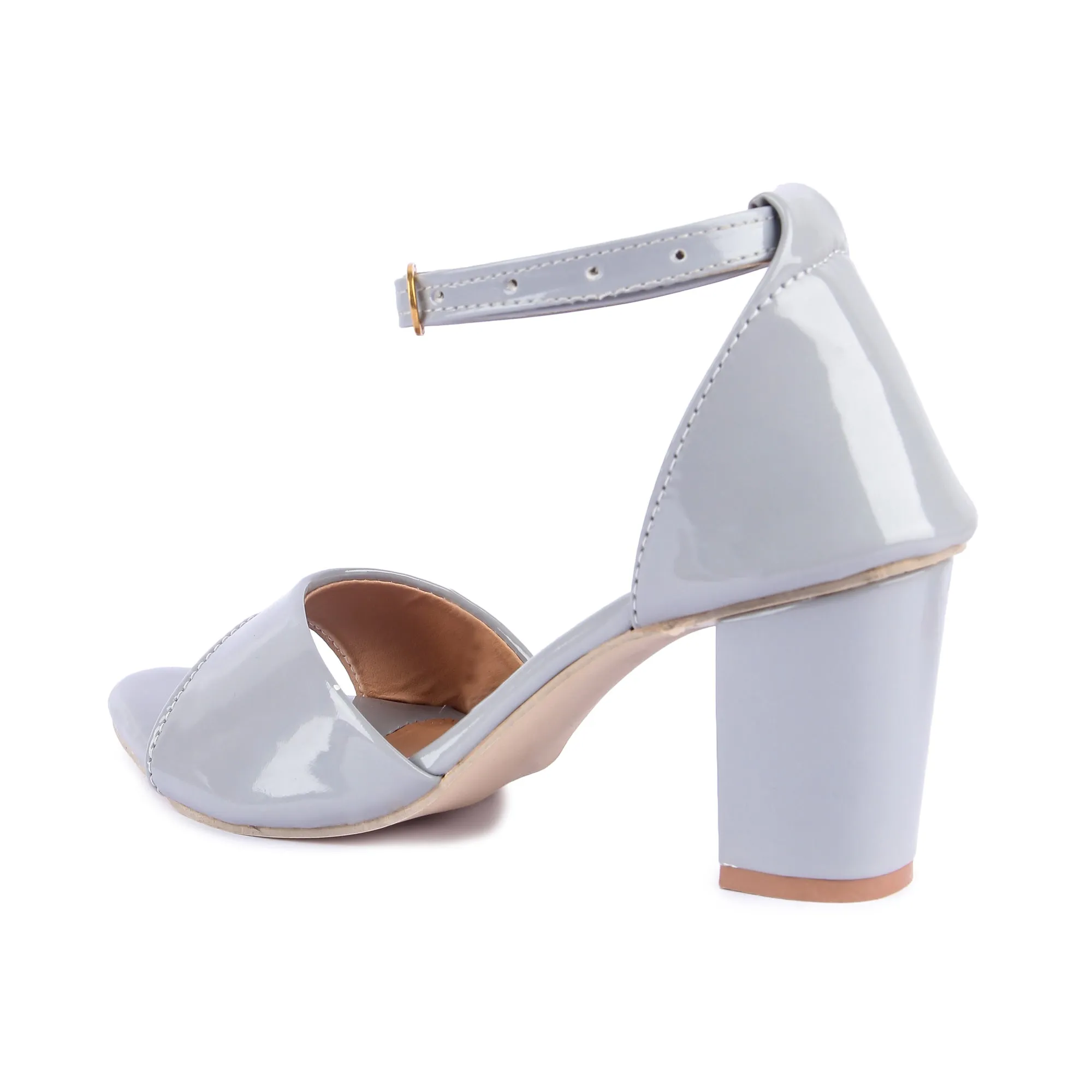 Brauch Women's Grey Patent Block Heel