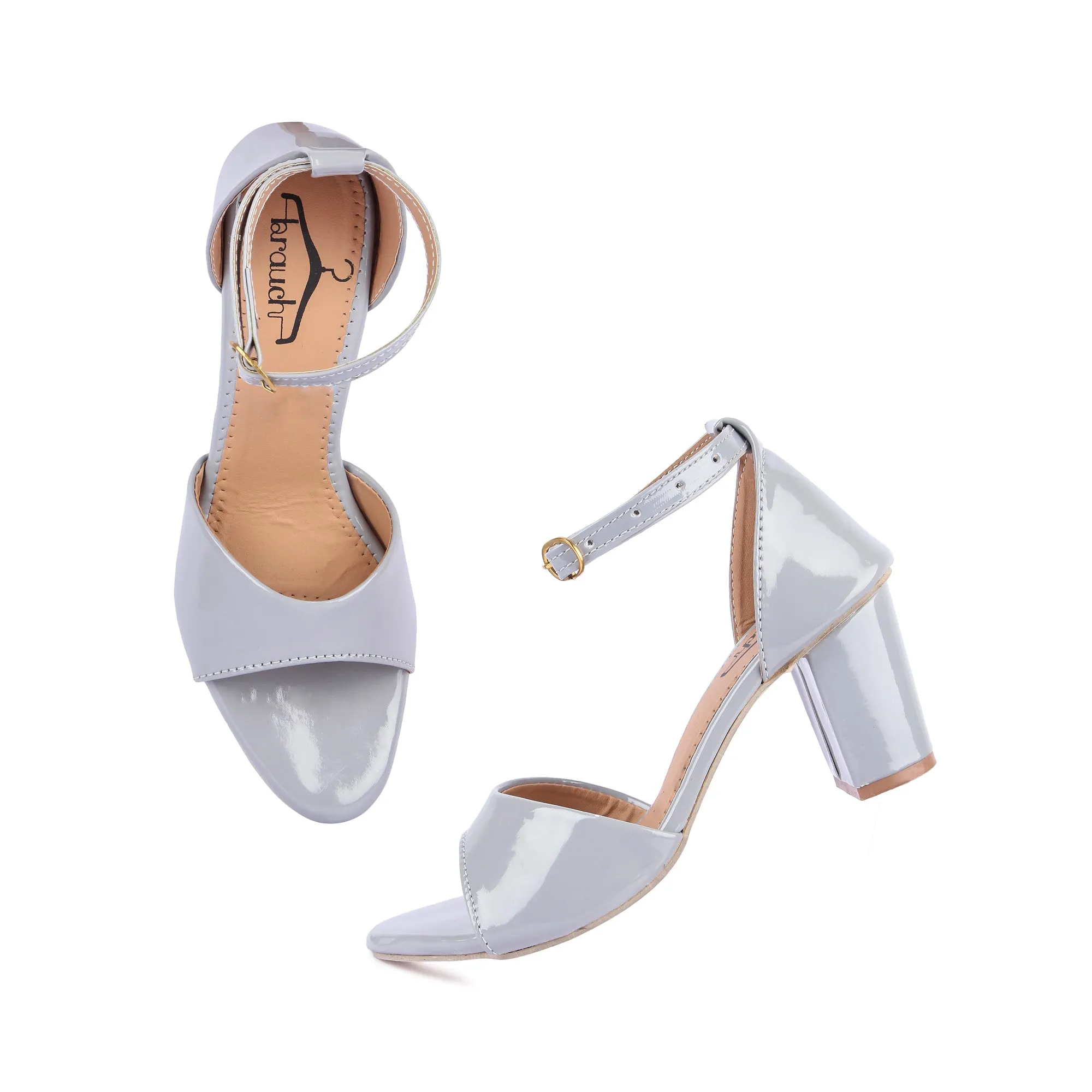 Brauch Women's Grey Patent Block Heel