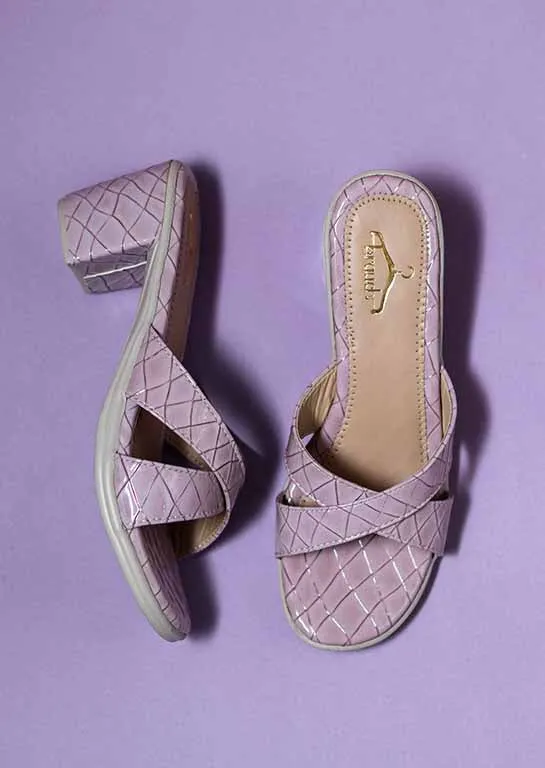 Brauch Women's Lavender Croc Patterned Heels