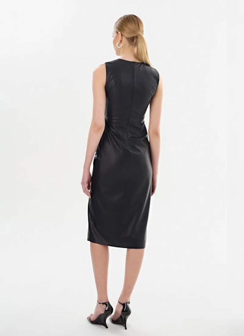 Brett Faux Leather Wrap Dress