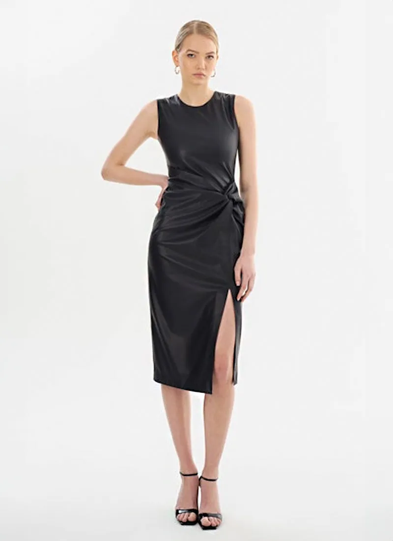 Brett Faux Leather Wrap Dress