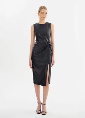 Brett Faux Leather Wrap Dress