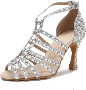 Bridal Pearl Dance Sandals - Tango Salsa Ballroom Party Heels (8.5CM/3.35")