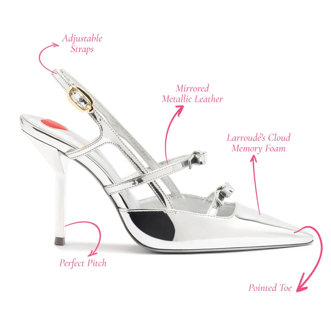 Brooks Pump In Silver Specchio by Larroudé