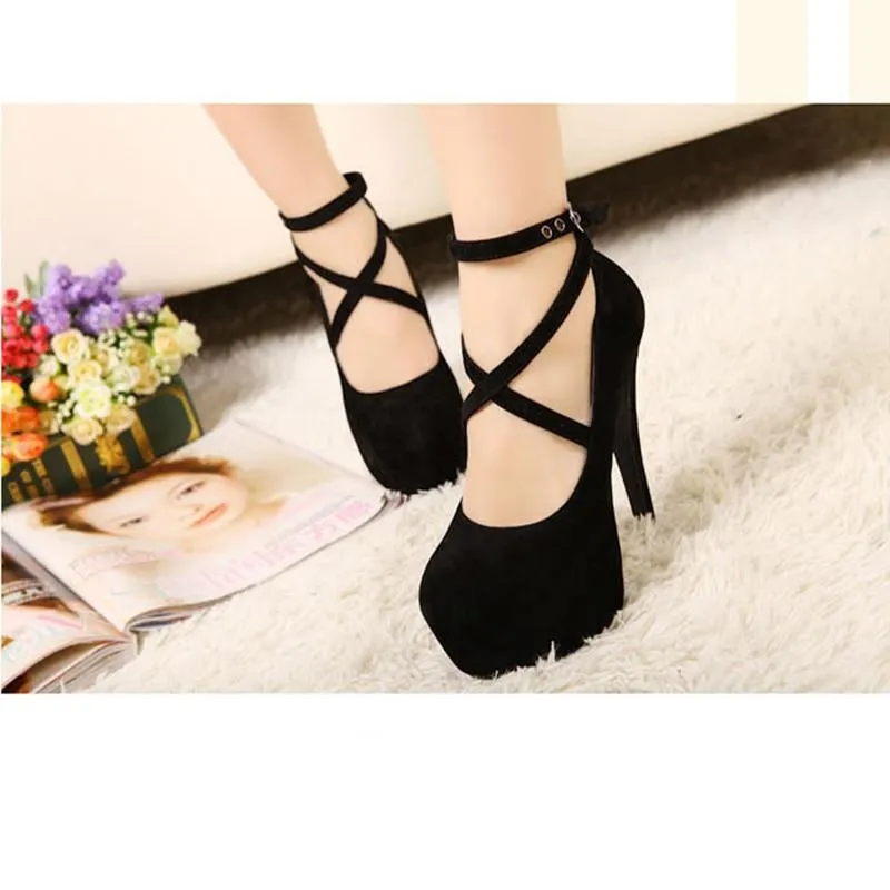 Buckle Straps Platform Heels