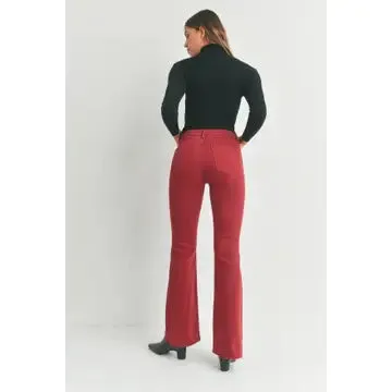 Burgundy High Rise Boot Cut Jeans