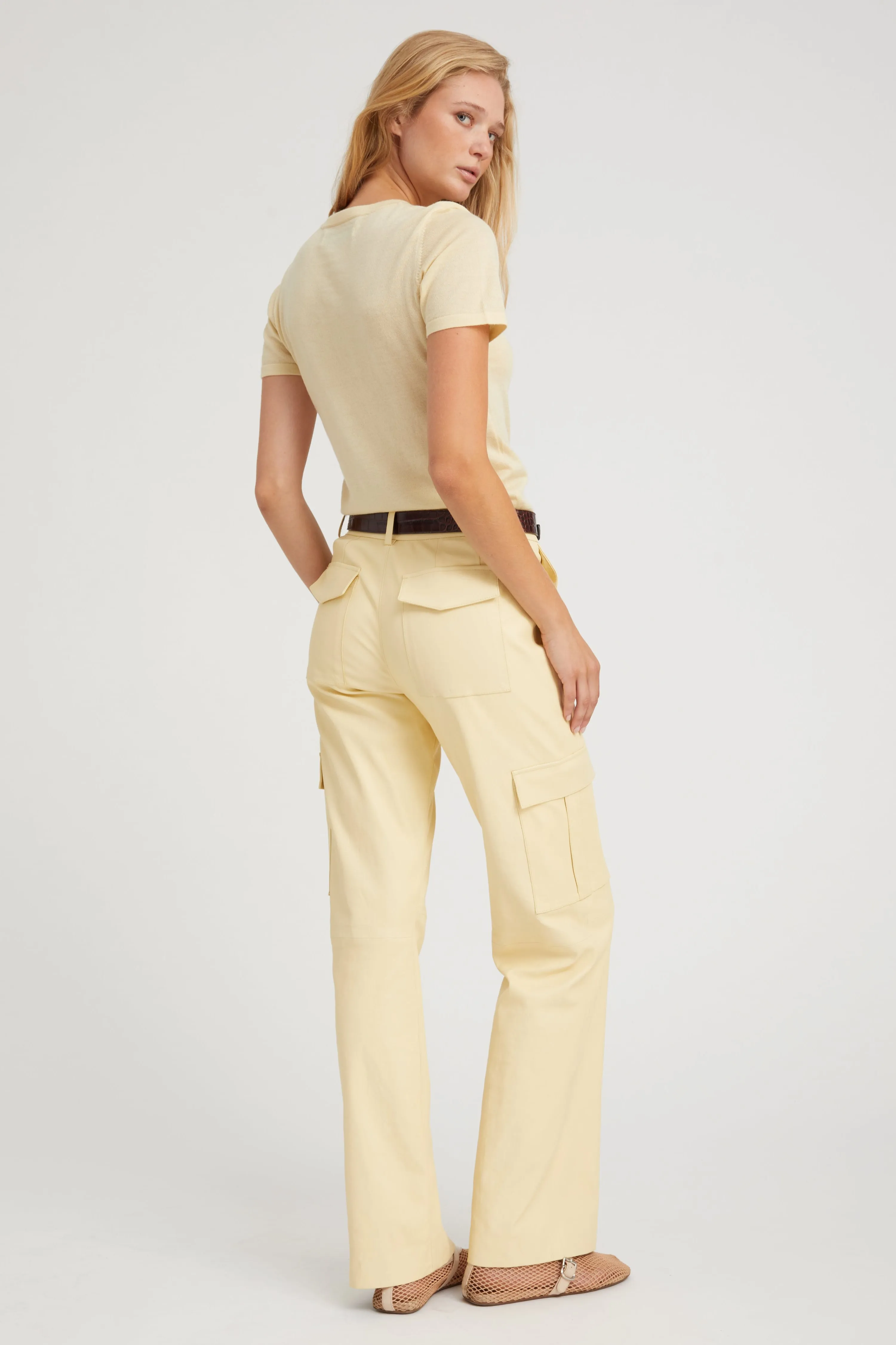 Butter Leather Cargo Trousers