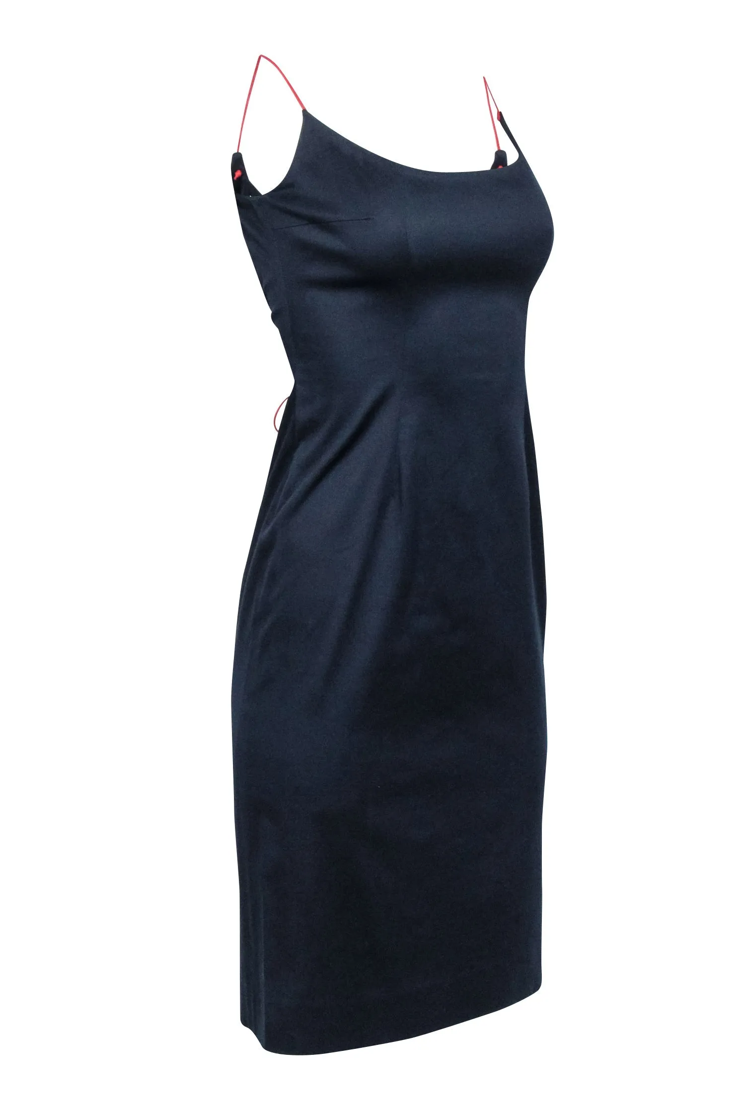 Carolina Herrera - Navy w/ Red Spaghetti Strap Midi Dress Sz 2
