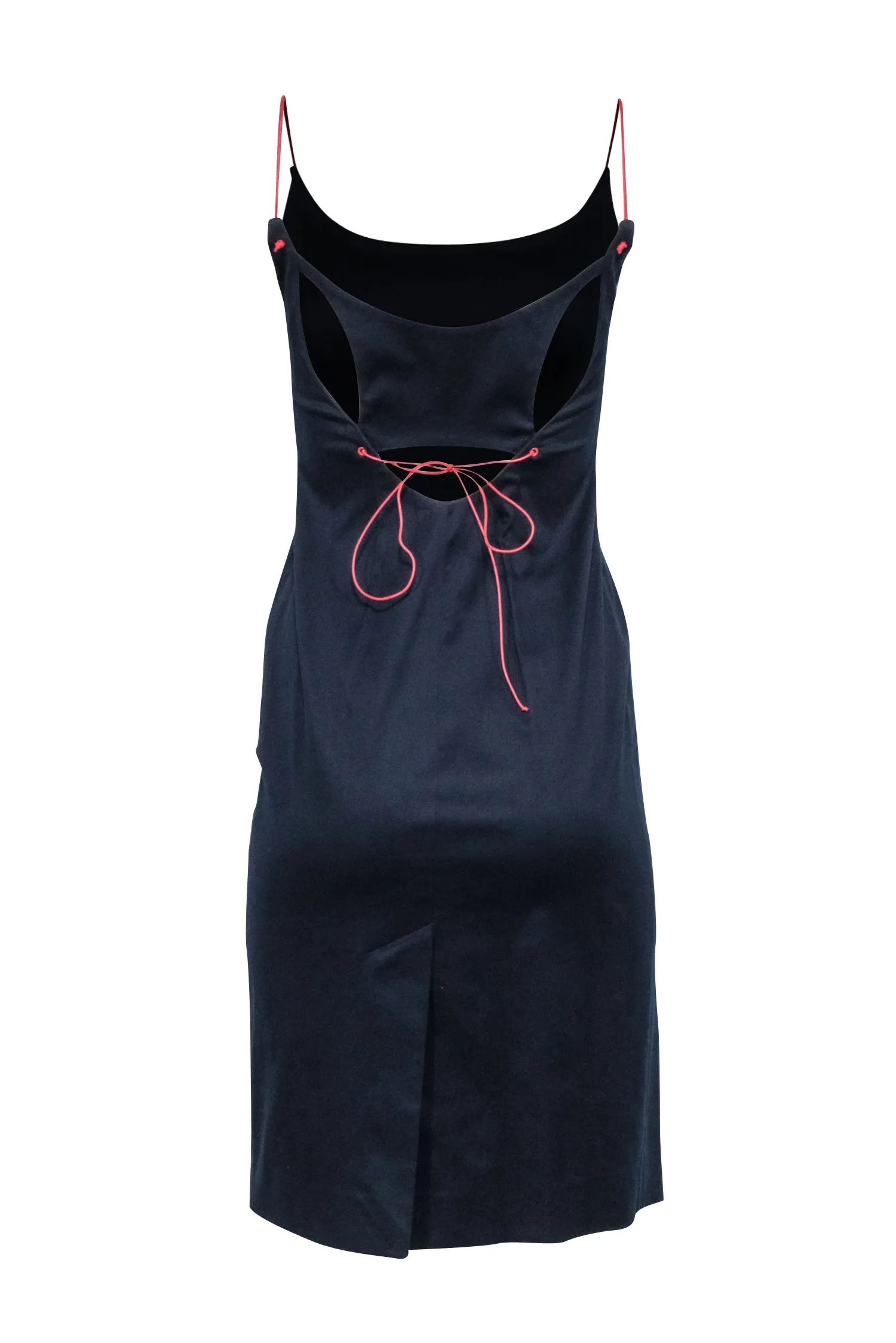 Carolina Herrera - Navy w/ Red Spaghetti Strap Midi Dress Sz 2