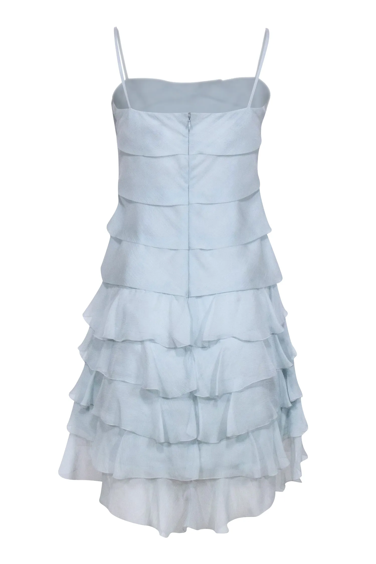 Chanel - Baby Blue Tiered Ruffle Silk Mini Dress Sz 6