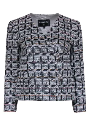 Chanel - Black & White Tweed Wrap Blazer Sz 4