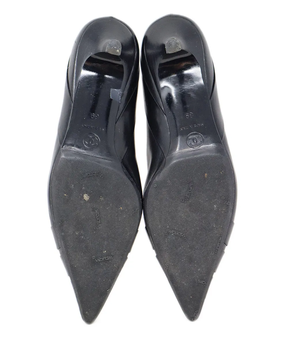 Chanel Black Leather Heels sz 9
