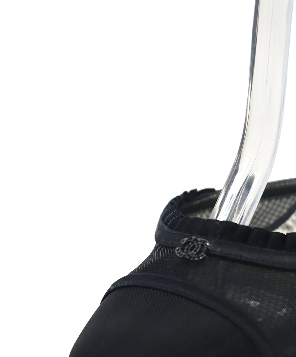 Chanel Black Nylon & Mesh Slingbacks sz 9