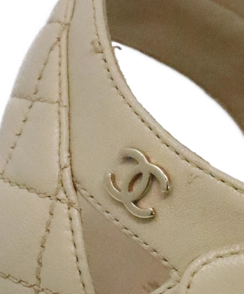 Chanel Tan Quilted Leather Heels sz 9