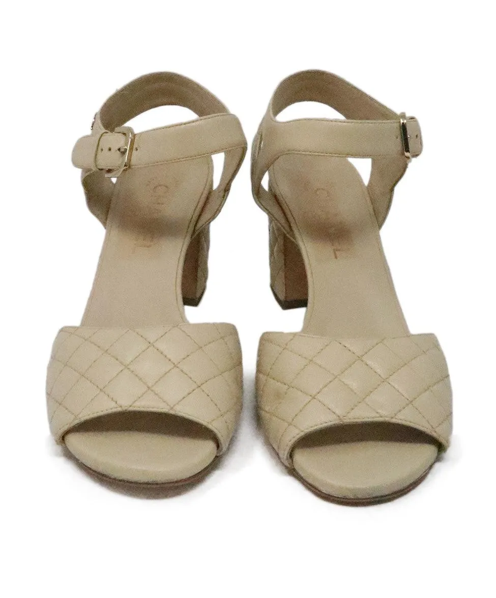 Chanel Tan Quilted Leather Heels sz 9