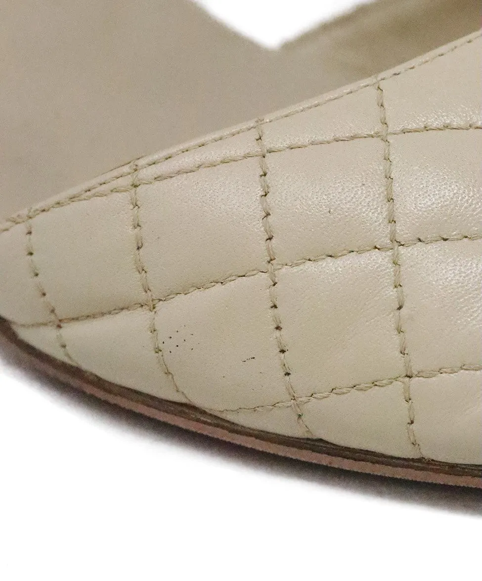 Chanel Tan Quilted Leather Heels sz 9