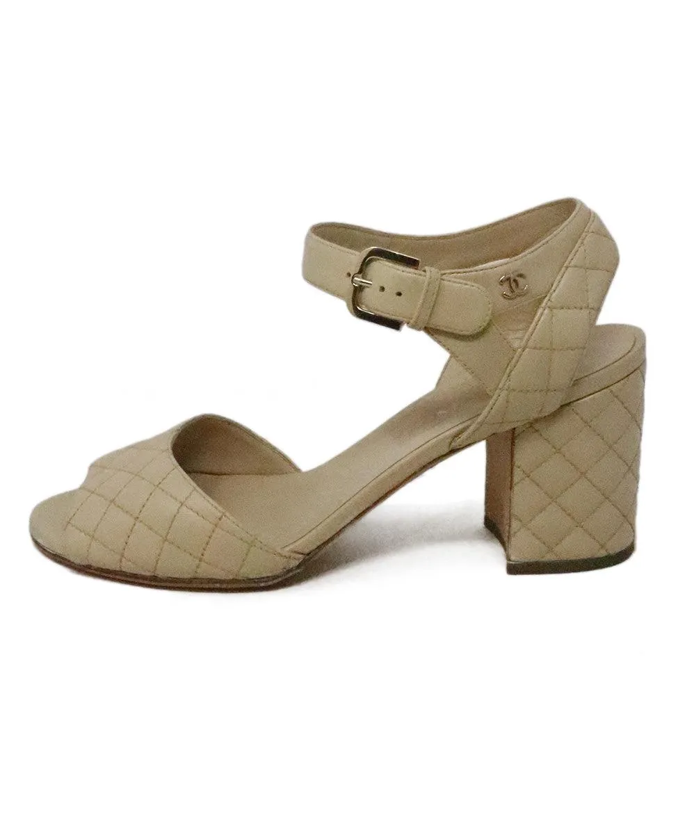 Chanel Tan Quilted Leather Heels sz 9