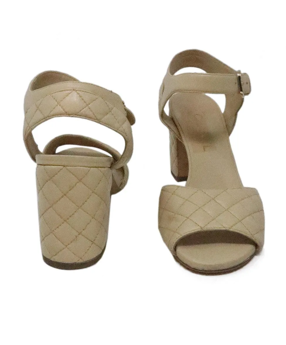 Chanel Tan Quilted Leather Heels sz 9