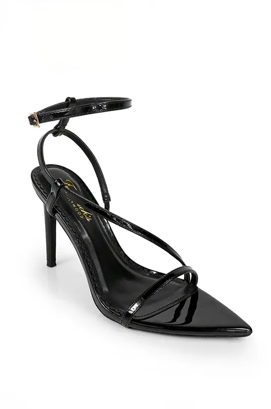 Charlene Faux Patent Leather Strappy Heel