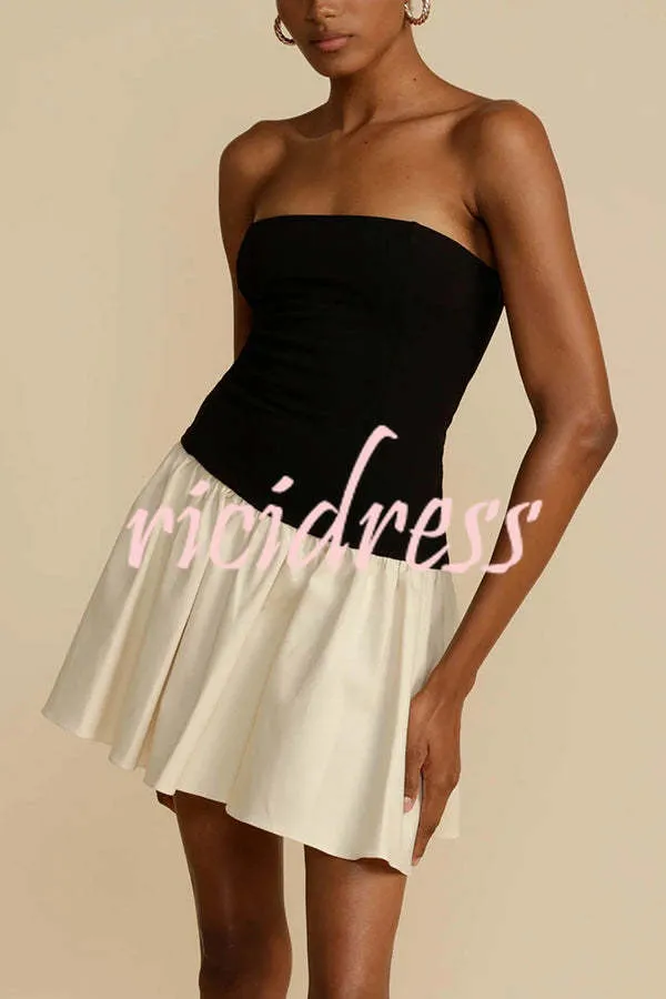 Chic and Sweet Off Shoulder Patchwork Stretch Mini Dress