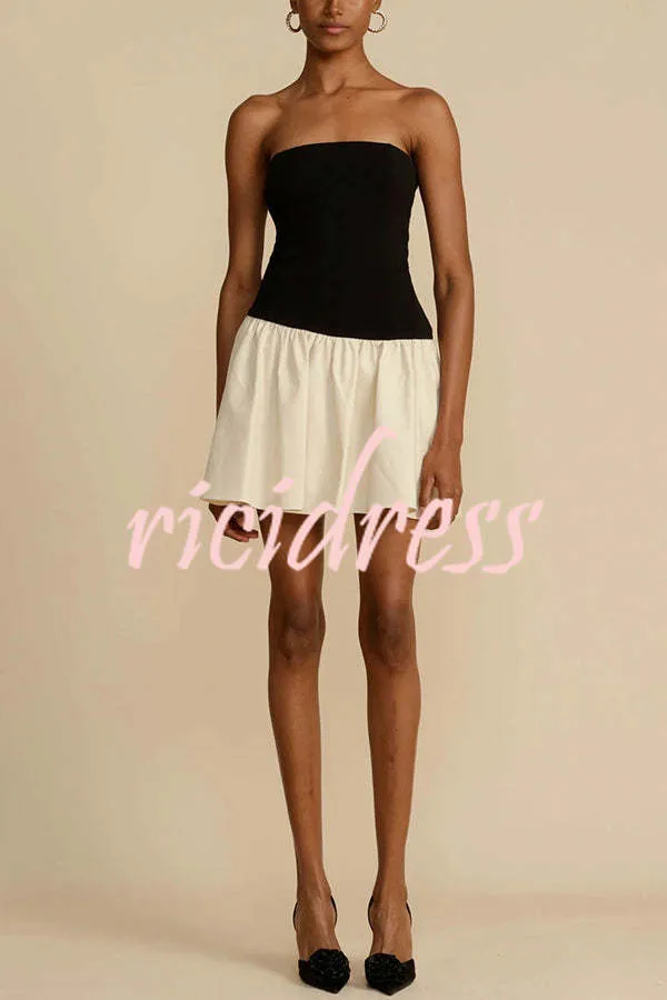 Chic and Sweet Off Shoulder Patchwork Stretch Mini Dress