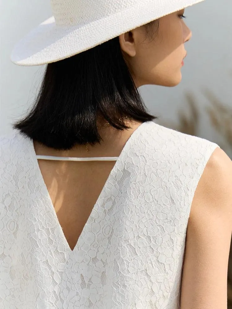 Chic Sleeveless A-Line Lace Dress for Effortless Summer Elegance