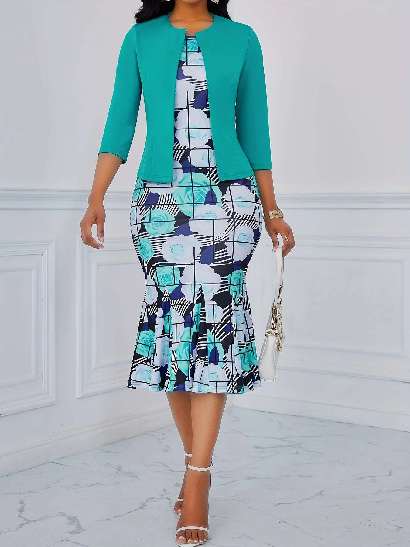 Chic Spring Floral Dress Ensemble - Effortless Elegance for Every Occasion