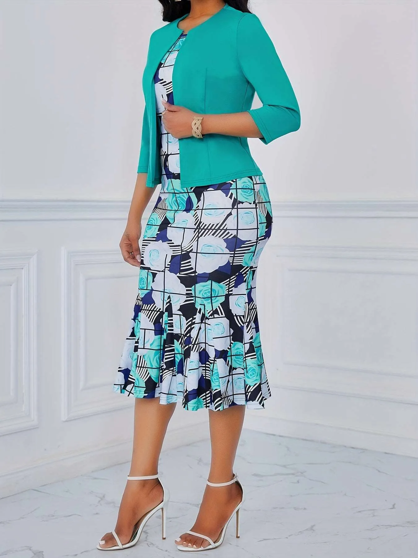 Chic Spring Floral Dress Ensemble - Effortless Elegance for Every Occasion