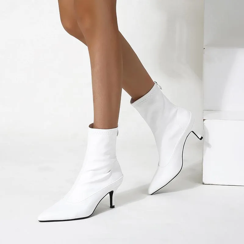Chicvane Girls Pointed Toe Stiletto Heel Zipper Closure Ankle Boots