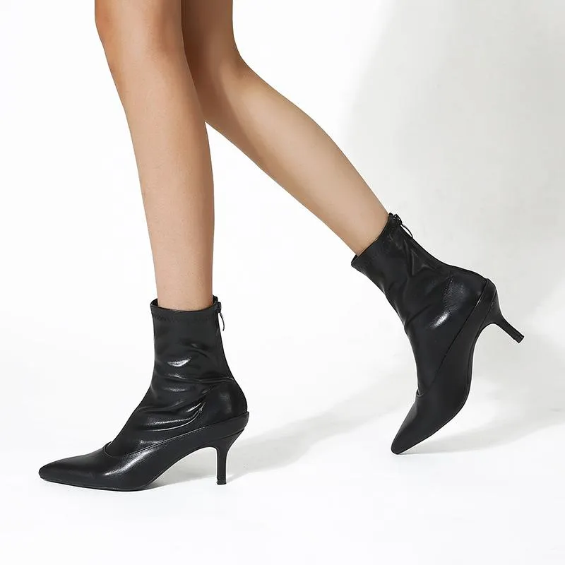 Chicvane Girls Pointed Toe Stiletto Heel Zipper Closure Ankle Boots