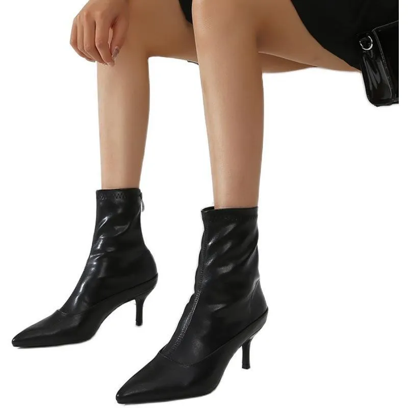 Chicvane Girls Pointed Toe Stiletto Heel Zipper Closure Ankle Boots